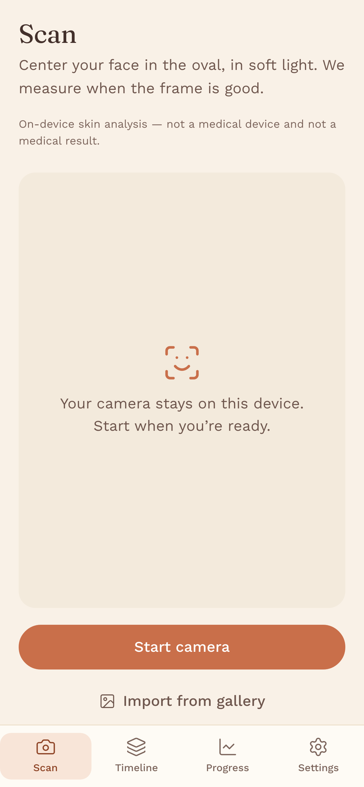 Facial Glow Tracker scan screen